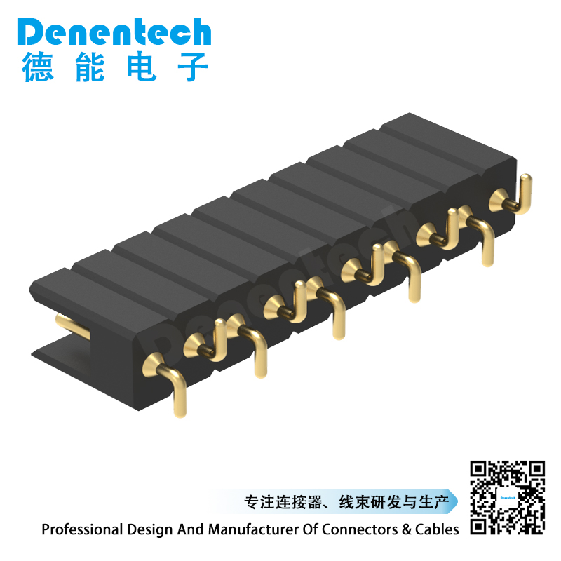 Denentech top quality 2.54MM machined pin header H6.90xW4.36 single row straight SMT type2 round pin